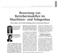 Bewertung von Betreibermodellen im Maschinen- und Anlagenbau